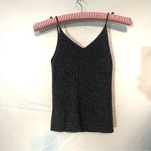 American Eagle Gray Crop Tank with Crossed Front Size Small
